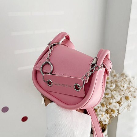 Dam Mini PU Crossbody Bag Axelväska Justerbar med kedja