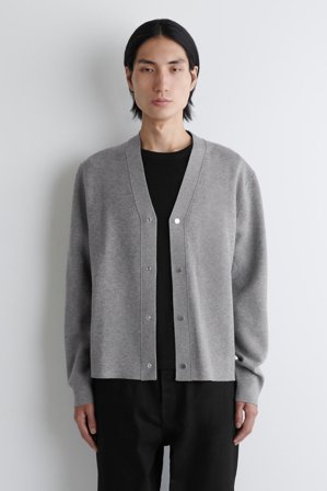 COS Homme Cardigan En Maille Double Face in Gris