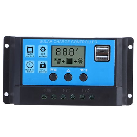 60A Solcelle Laderegulator PWM LCD-skjerm Dobbel USB-port 5V Auto Solcellepanel Batteriregulator