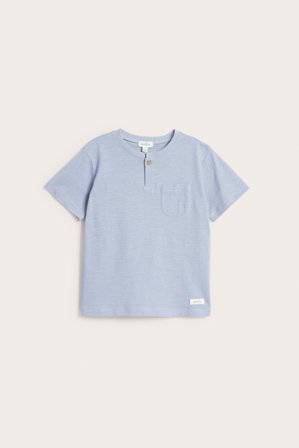 Newbie | T-shirt i slubtrikå med ficka Blå 122/128 | Blå