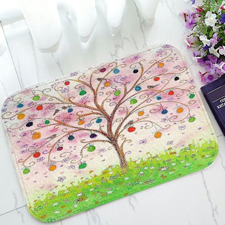 Livets Træ Dørmåtte, Glad Påske Træ Med Æg Og Fugle Dørmåtte Udendørs/Indendørs Gulvmåtter Tæpper 40x60 Cm