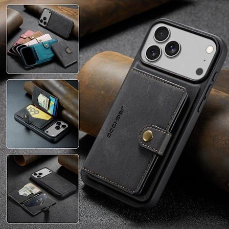 (iPhone 13 Pro Max) Ainutlaatuinen ohut puhelinkotelo jalustalla ja korttipaikoilla