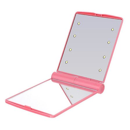 Taitettava Led-meikkipelin peili Kaksipuolinen käsikäyttöinen kauneuskosmetiikkapeili