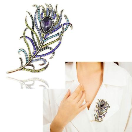 En flerfarvet krystalfjerbrosche, vintage påfuglefjerbrosche til kvinder, simuleret krystal tåredråbebrosche