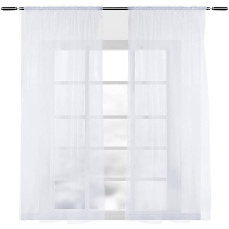 Rootz 2 -osainen asetettu vole -verhot - pelkät verhot - valkoiset ikkunapaneelit - hengittävä polyesteri - 140x145cm (säädettävä) valolle ja yksityis