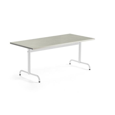Tisch PLURAL, 1600x800x720 mm, Linoleum-Platte, grau, weiß