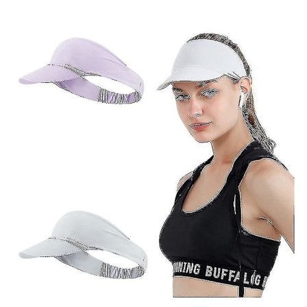 2 stk solskjerm pannebånd for kvinner, elastisk svetteabsorberende sports pannebånd pannebånd hodeplagg solhette sport sol