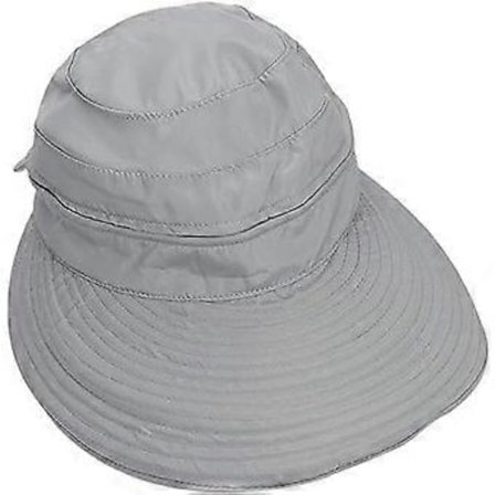 SZTXJ Grå Avtakbar Solhatt for Kvinner med Bred Skygge, Justerbar Sammenleggbar Strandhatt med Sløyfe 2 i 1 UV Solbeskyttelse Hatt for Camping, 