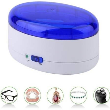 (blå og hvid) Ultralydsrenser - Ikke specificeret - Rengøringsmaskine - 20 watt - 600 ml - Blå og hvid