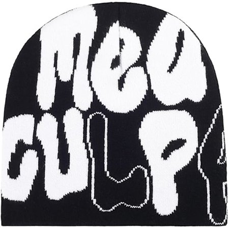 #Beanie-lue for kvinner Y2K Strikket Skull Cap MEA Culpa Beanie Vinterlue Slouchy#