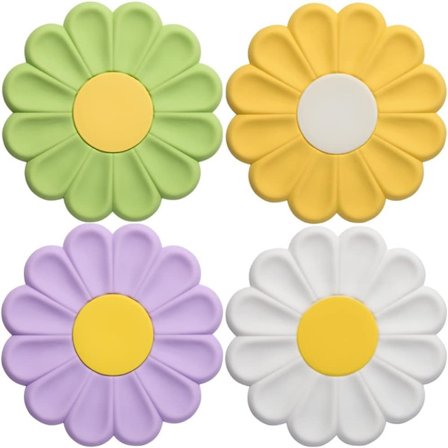 4 Silikoninen Pannunalunen, Lämmönkestävät Daisy-aluset Liukumattomat Kuumat Alustat Juoma-aluset Kuumille Astioille, Lautasille, Kahville, Mukeille, 