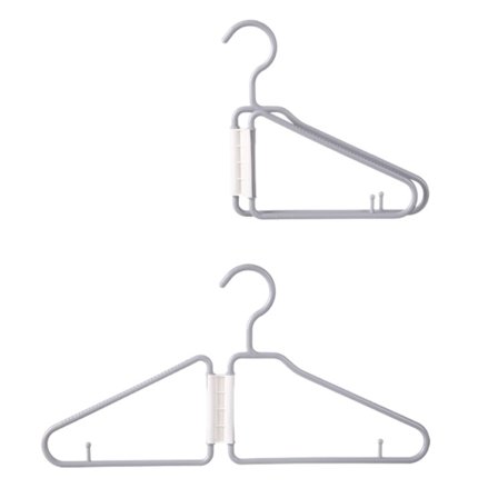 10 stk. sammenklappelige bøjler, sammenklappelig opbevaringsbøjle i plastik, grå + hvidt spænde