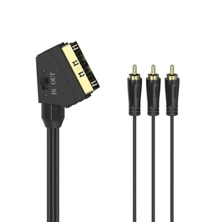 Video kabel - HAMA - 1,5m - Han-kontakt SCART - 3 RCA han-kontakter - Kontakter förgyllda