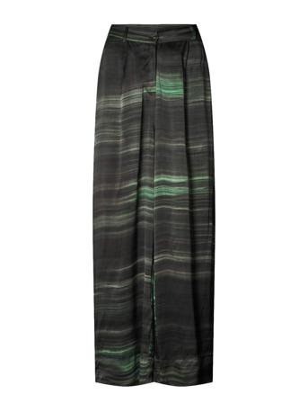 Briana - Shadow Pleat Wide Pant Bottoms Trousers Wide Leg Green Rabens Sal R
