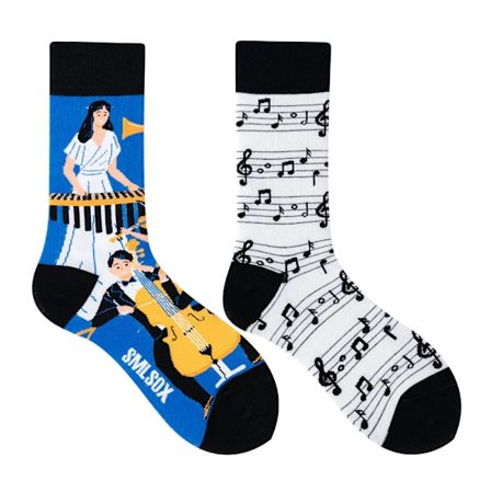 5 par Många stilar av AB-strumpor asymmetriska kreativa trendiga strumpor roliga par mandarinanka färgade mellanhöga strumpor