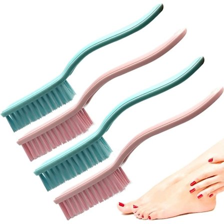 4-pak Neglebørste Fodbørste Buet Håndtag Greb Hånd Fingernegl Skrubbørste Hjem Vaskeri Rengøring Sko Tøj Tånegle Fødder Skrubber
