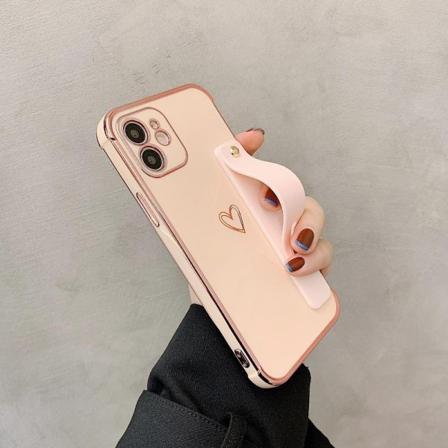 iPhone 13 Pro Max kotelo sydän- ja nilkkahihnalla kullanvärisill Pink one size