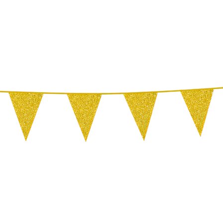 Flagguirlande med Glitter Guld