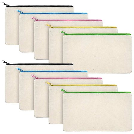 10 st Canvas Makeup Bags Canvas Zipper Pouch Bags Pennfodral Diy Craft Bags För Resor Diy Craft S