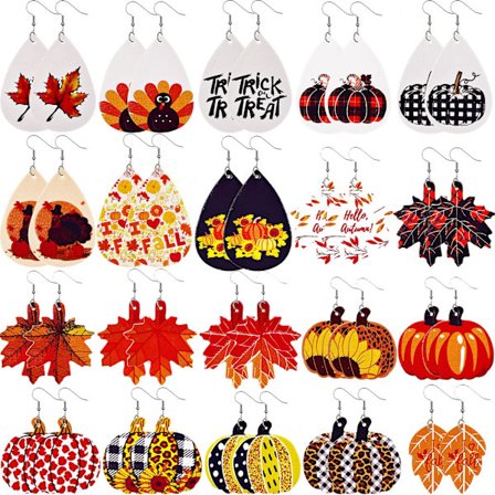 20 st röda lönnlövörhängen, höstörhängen för kvinnor Halloween Thanksgiving Drop Dangle örhängen