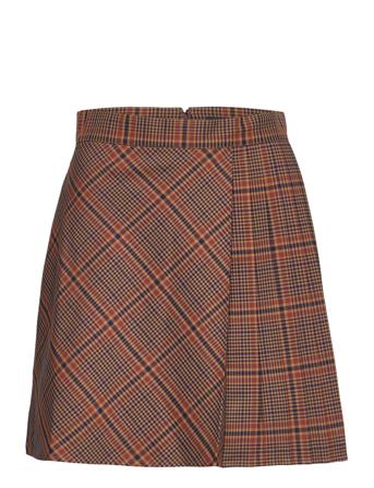 Bettina Check Suiting Skirt Lyhyt Hame Ruskea French Connection