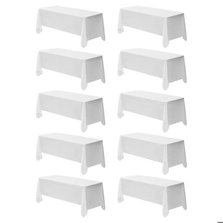 Vit rektangulär duk i polyester-Duoku-1778 x 3048 mm-Fälttålig-Maskintvättbar-Sats om 10