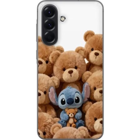 Kompatibel Mobilcover til Samsung Samsung Galaxy A56 Sød og sikker illustration med Stitch omgivet af bamser, der skaber en varm og legende følelse