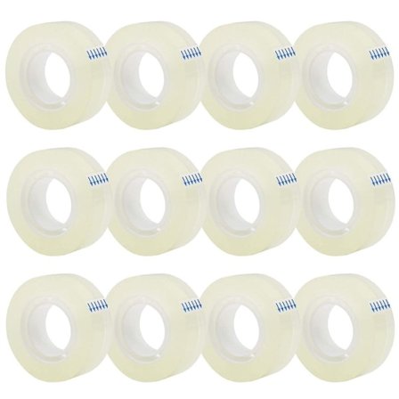 12 ruller transparent tape refill, transparent tape, alsidig transparent blank tape til kontor, hjem, skole