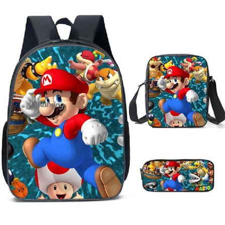 Super Mario Princess 3-delad skolväska för barn