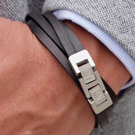 Dark & Steel Roy Double-Wrap Leather Bracelet for Men - Leather bracelets
