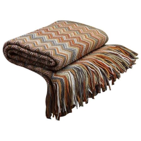 Bohemisk Pläd för Hemmet, Soffa, Säng, Bondgårdsinredning, Mjuk Varm Mysig Stickad Filt med