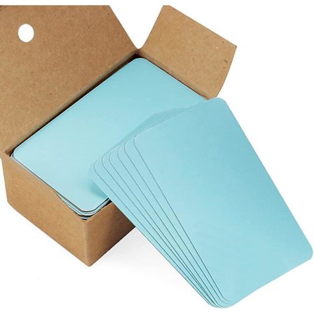 100 stk. tomme blå kort i kraftpapir, meldingskort, ordkort, håndverkskort, gavekort