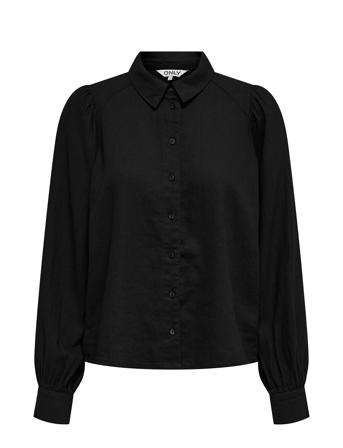 Onlcaro L/S Linen Bl Puff Shirt Cc Pnt Black ONLY