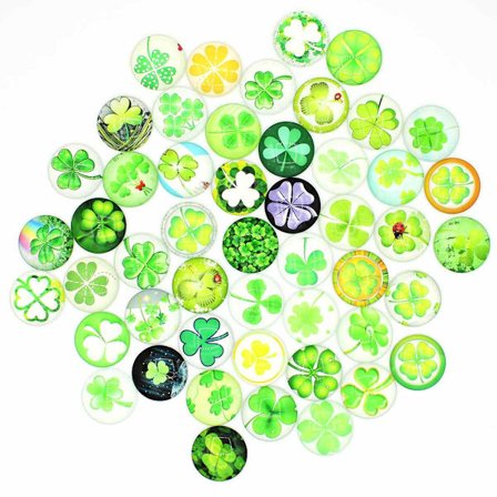 Nelikkoapila Lasikabokonit, 50 kpl Nelilehtinen Apila Onnenamuletti Lasikivet Korvakoruihin, Korujen Valmistukseen, Askarteluun, Ulkoiluun, Kotiin