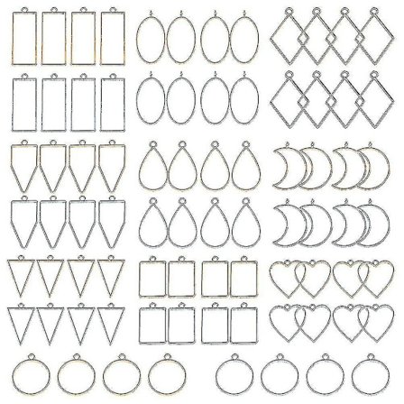 80 st Blandade öppna metallramar för harts pressade ram berlocker örhängen och halsband tillverkning ram