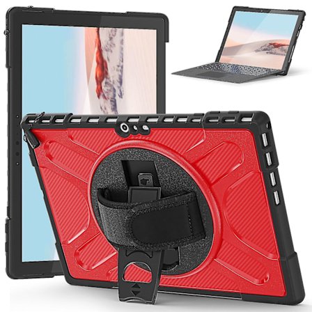 Unik designfodral för Surface Pro 4/5/6/7/7+ med handrem, tangentbordsrem (inget tangentbord), justerbart stativ, kraftigt skyddsfodral, stöttåligt