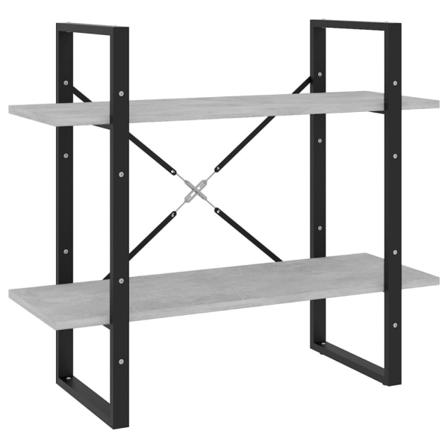 Vidaxl Bokhylla 2 Hyllor Betonggrå 80x30x70 Cm Konstruerat Trä Grå