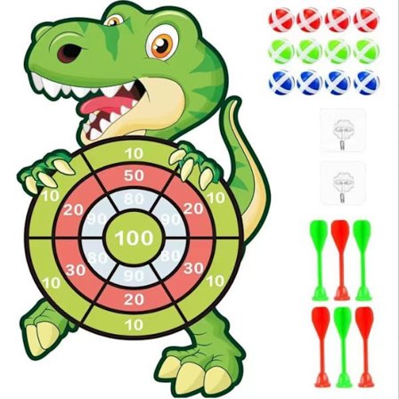 (AZC) Dinosaurlegetøj til børn 3-9 år, 76 cm Dinosaurie-måltavle med velcrobånd, 12 klæbrige bolde & 6 pile til drenge & piger