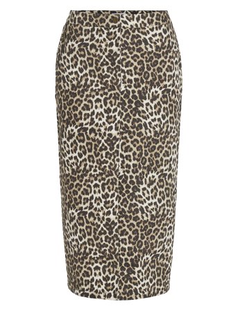 Vila Vileonor Hw Midi Leo Denim Skirt July/Lc - Brown - 36