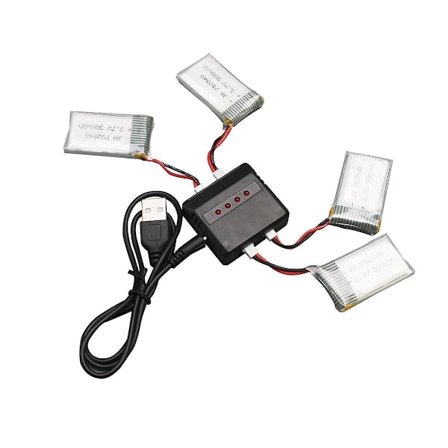 4 stk. 3,7 V 500 mAh oppladbart Lipo-batteri med lader, kompatibelt med Syma X5c/X5sc Rc Quadcopter