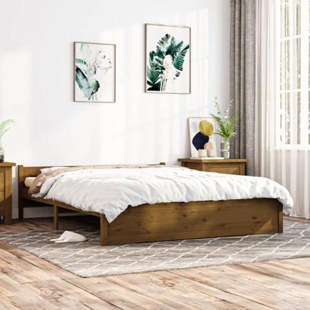 Vidaxl Sängram Honungsbrun Massivt Trä 150x200 Cm 5ft Brun