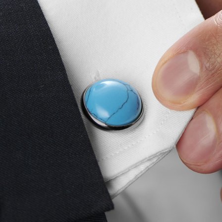 Türkiz mandzsettagombok fémszürke foglalatban for Men