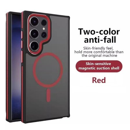 Samsung Galaxy S22 Ultra To-farvet Telefoncover, Beskyttelsescover, Rød