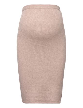 Mlmika Knit Uk Skirt Hw A. Polvipituinen Hame Beige Mamalicious