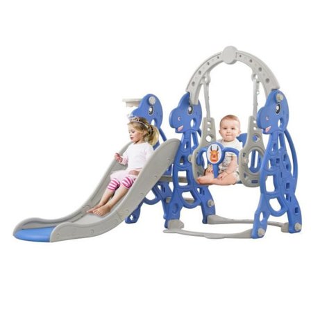 4 i 1 fristående barnrutschbana - UISEBRT - med basketbåge och gunga