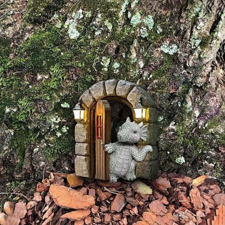 Havefigur af drage til haven, dragefigur, boligindretning, dinosaurfigur, havefigur, havedrage