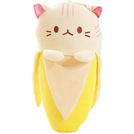 7 tommer banan kat plys bamse, børneværelse dekoration plysdyr plys dukke pige fødselsdag gave (beige)