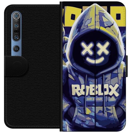 Kompatibelt Lommeboketui til Xiaomi Xiaomi Mi 10 Pro 5G Blågul Roblox hettegenserfigur med minimalistisk neonstil og masket ansikt, moderne spillillu