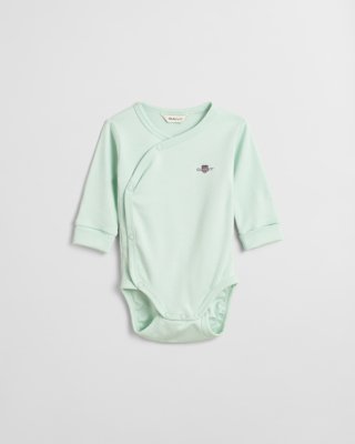 GANT - Body med logo til baby, unisex faded mint