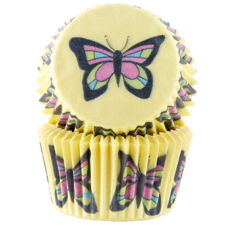 Cacas Muffinsform Gul Sommerfugl 50stk